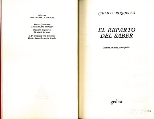 El reparto del saber : Ciencia, cultura, divulgación