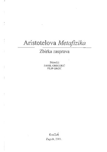 Aristotelova Metafizika : zbirka rasprava
