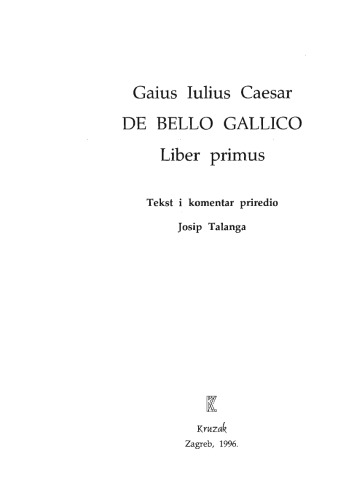 De bello Gallico. Liber primus