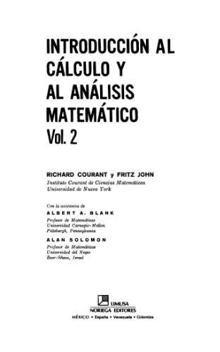 Introduccion al calculo y al analisis matematico II / Introduction To Calculus and Analysis, Volume II