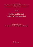 Studien zur Philologie und zur Musikwissenschaft