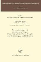 Theoretische Analyse und praktische Anwendung von Modellen der optimalen Ausschussvorgabe unter Berücksichtigung des EDV-Einsatzes