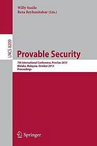 Provable security 7th international conference ; proceedings