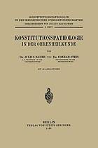 Konstitutionspathologie in der Ohrenheilkunde