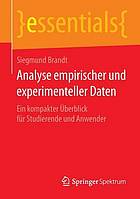 Analyse empirischer und experimenteller daten : ein kompakter berblick fr studierende und anwender.