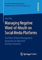 Managing negative word-of-mouth on social media platforms : the effect of hotel management responses on observers' purchase intention