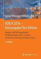 VOB/A 2016 - Textausgabe = VOB/A 2016 - text edition