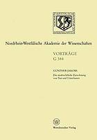 Die strafrechtliche Zurechnung von Tun und Unterlassen : 388. Sitzung am 13. Dezember 1995 in Düsseldorf