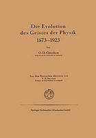 Die Evolution des Geistes der Physik 1873-1923