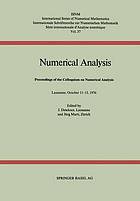 Numerical analysis : proceedings of the Colloquium on Numerical Analysis, Lausanne, October 11-13, 1976