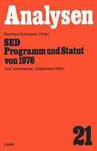SED, Programm und Statut von 1976 : Text, Kommentar, didaktische Hilfen