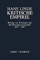 Kritische Empirie Beitr. zur Soziologie u. Bevölkerungswiss. 1937 - 1987