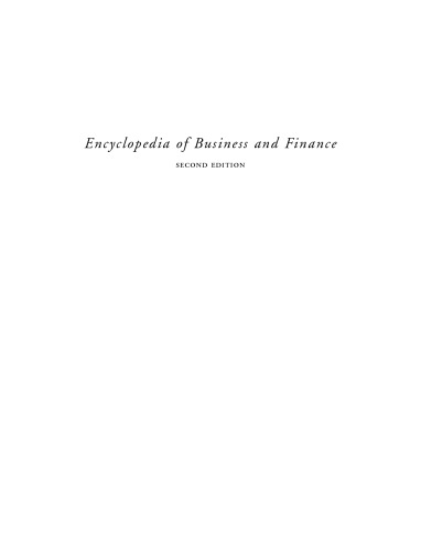 Encyclopedia of Business and Finance