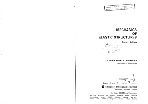 Mechanics Of Elastic Structures