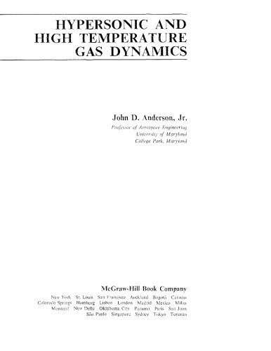 Hypersonic and high temperature gas dynamics