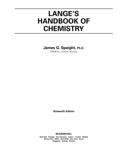 Lange's Handbook of Chemistry