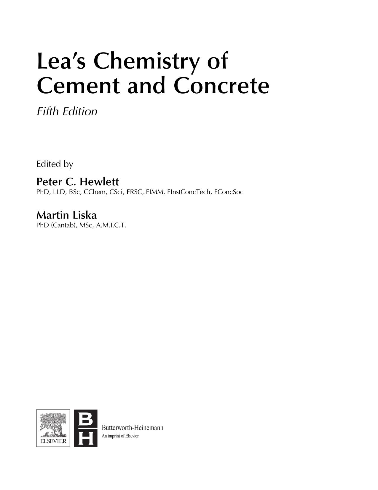 Lea's Chemistry of Cement and Concrete