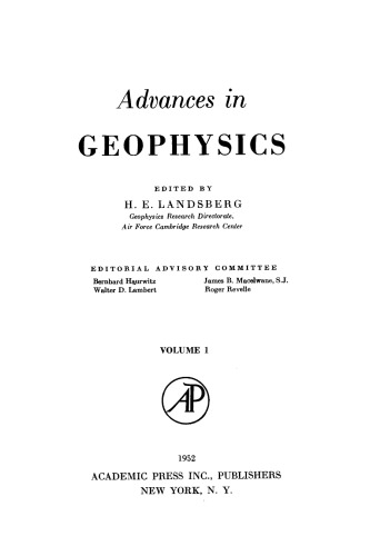 Advances in Geophysics, Volume 1