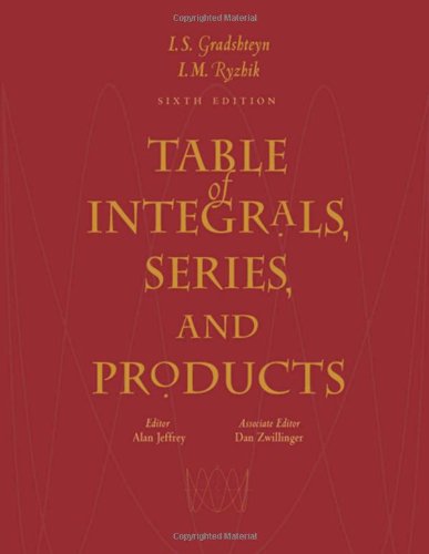 Table of Integrals, Series, and Products