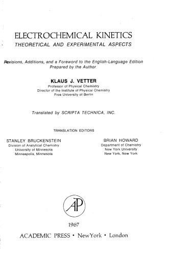 Electrochemical kinetics : theoretical and experimental aspects