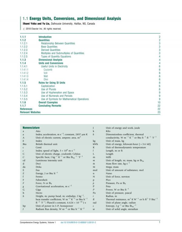 Comprehensive energy systems. Volume 1. Part A, Energy fundamentals.