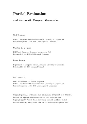 Partial Evaluation and Automatic Program Generation