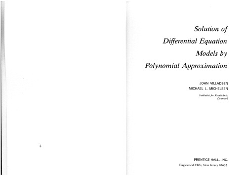 Solution Of Differential Equation Models By Polynomial Approximation
