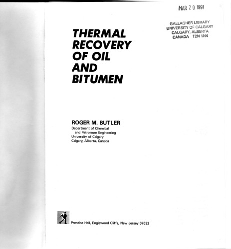 Thermal Recovery of Oil and Bitumen
