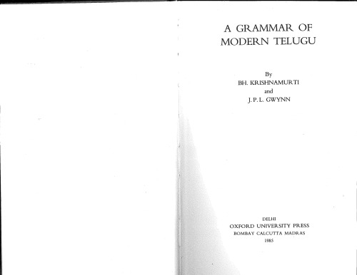 A Grammar Of Modern Telugu