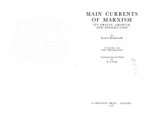 Main Currents Marxism V3 Breakdown