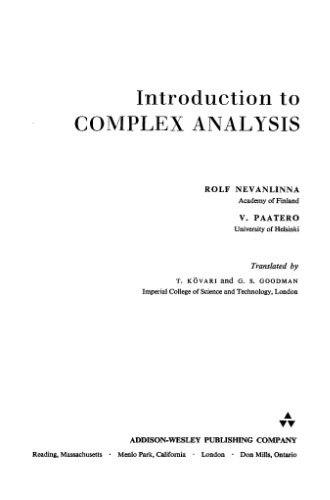 Introduction To Complex Analysis