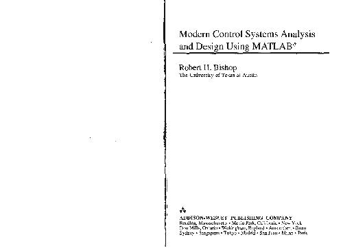 Modern Control Systems Analysis And Design Using Matlab