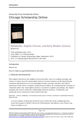 Notebooks, English virtuosi, and early modern science