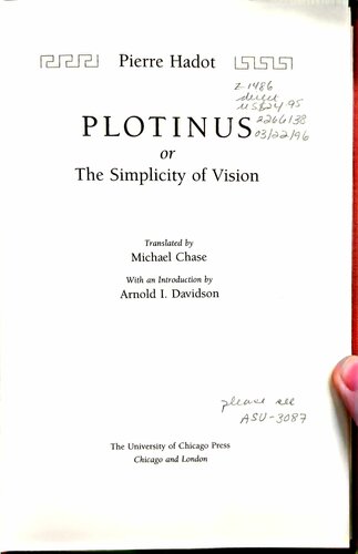 Plotinus, or the Simplicity of Vision