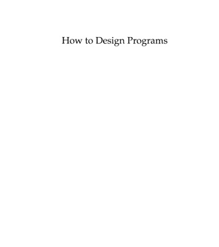 How to Design Programs