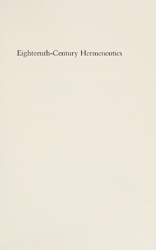 Eighteenth-Century Hermeneutics