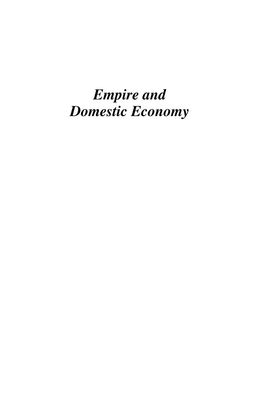 Empire And Domestic Economy