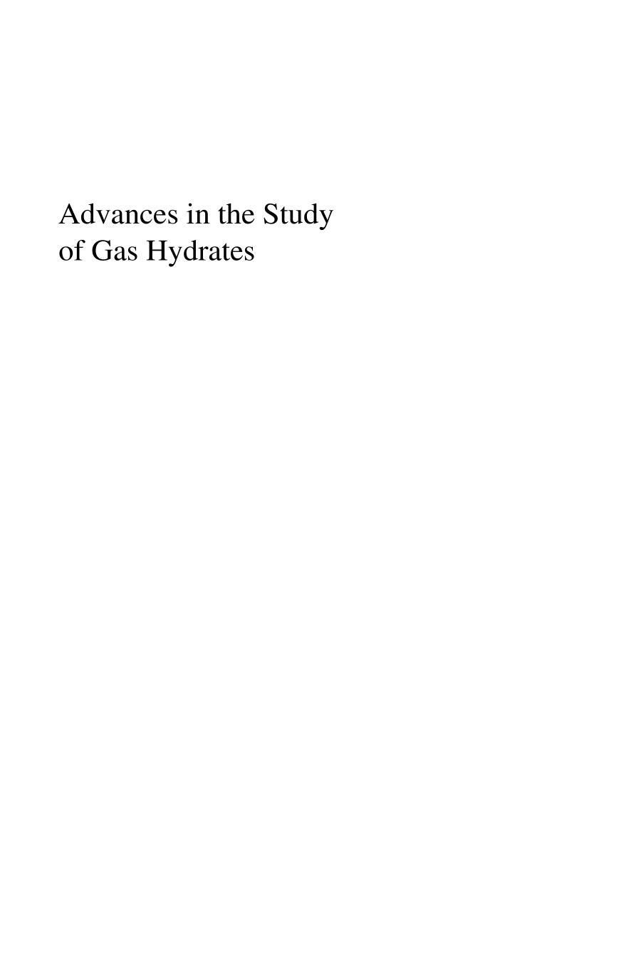 Advances in the Study of Gas Hydrates