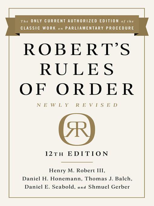 Robert's Rules of Order Newly Revised In Brief