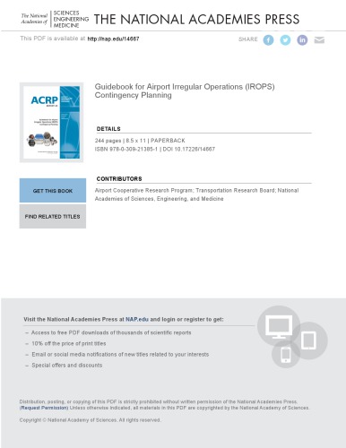 Guidebook for airport irregular operations (IROPS) contingency planning