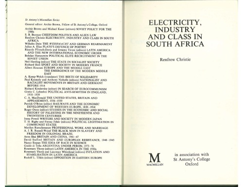 Electricity, Industry And Class In South Africa