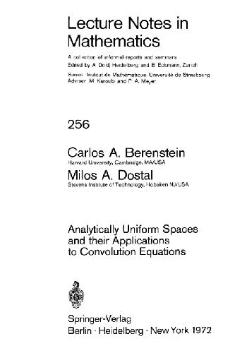 Analytically Uniform Spaces and Their Applications to Convolution Equations