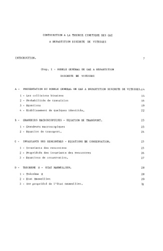 Théorie Cinétique Des Gaz à Répartition Discrète De Vitesses