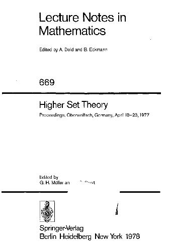 Higher Set Theory