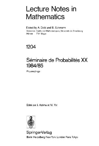 Séminaire de probabilités XX, 1984/85 : proceedings