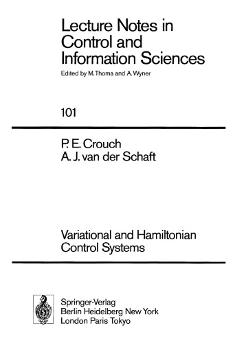 Variational And Hamiltonian Control Systems