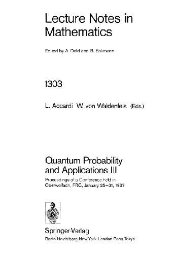 Quantum Probability and Applications III