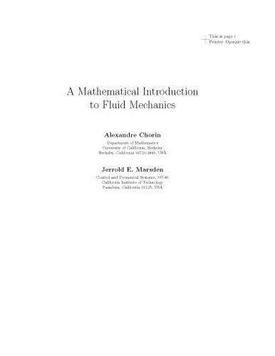 A Mathematical Introduction to Fluid Mechanics