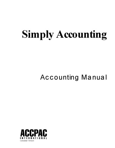 Simply Accounting Textbook with Program and DD