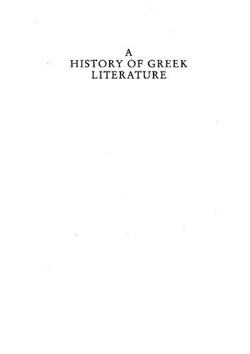 History of Greek Literature